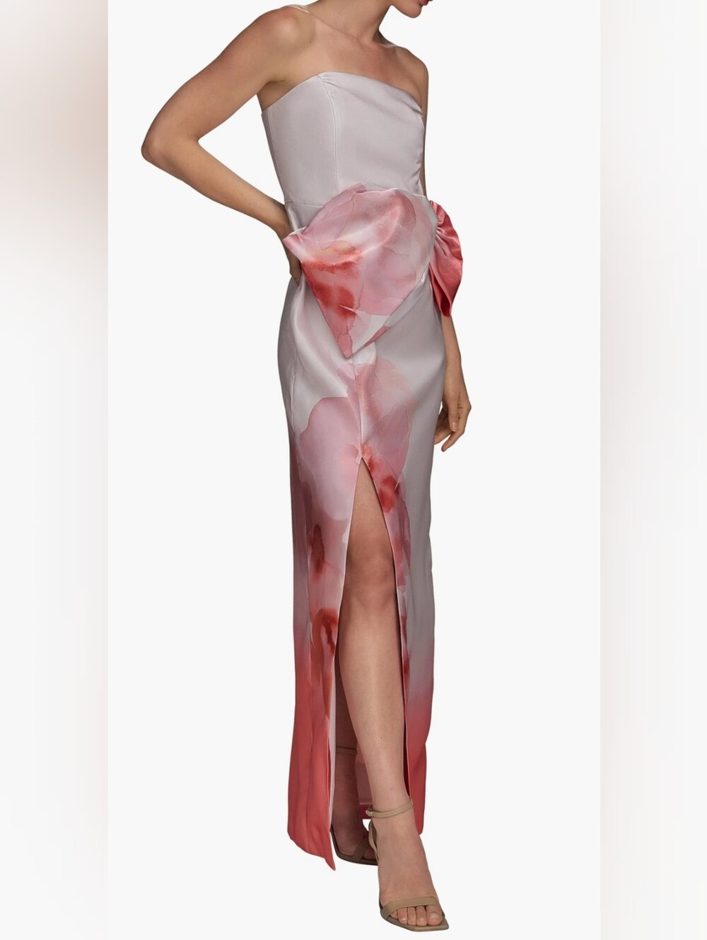 Donna Karan Strapless Placed  Floral Gown Size 12 NEW